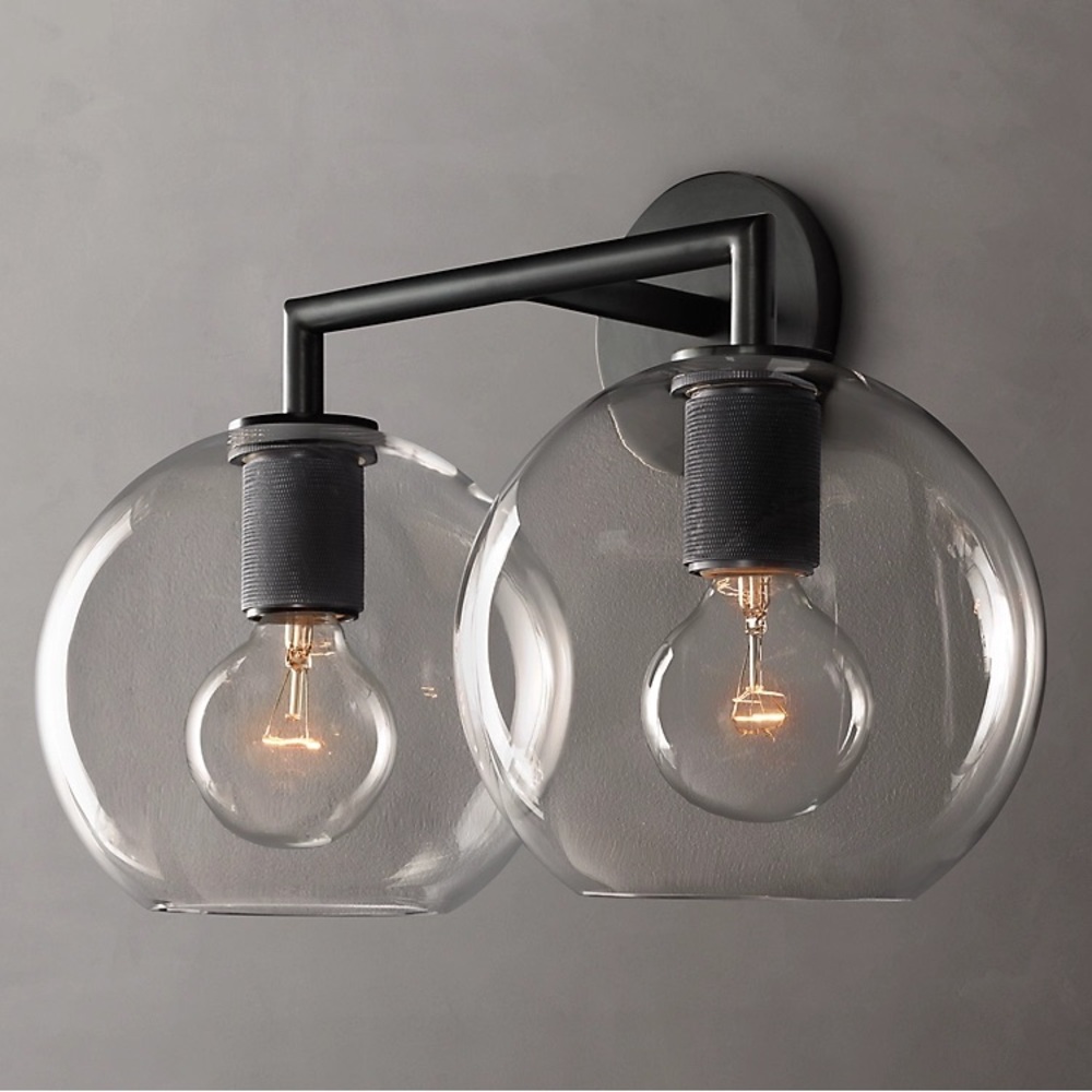 Restoration Hardware Utilitaire Globe Shade Double Sconce